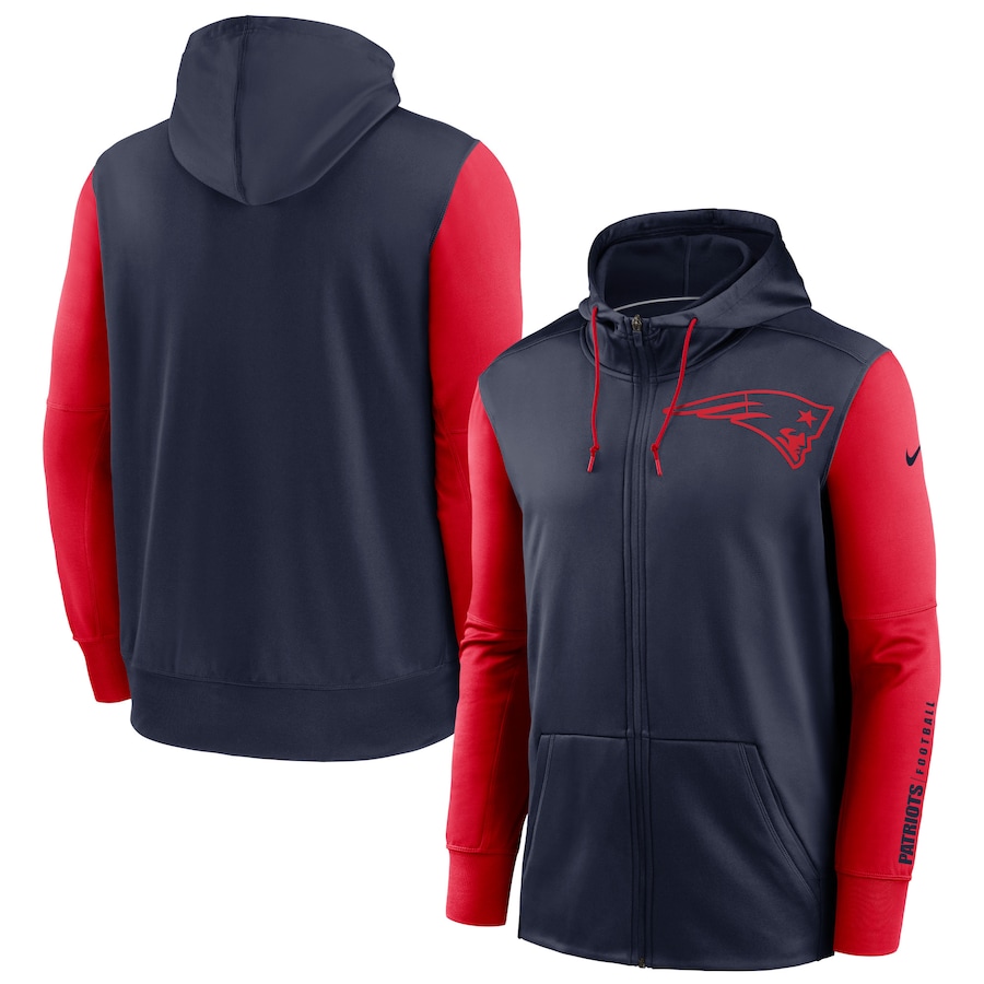 NFL Nike New England Patriots Navy Red Fan Gear Mascot Performance FullZip Hoodie->new england patriots->NFL Jersey